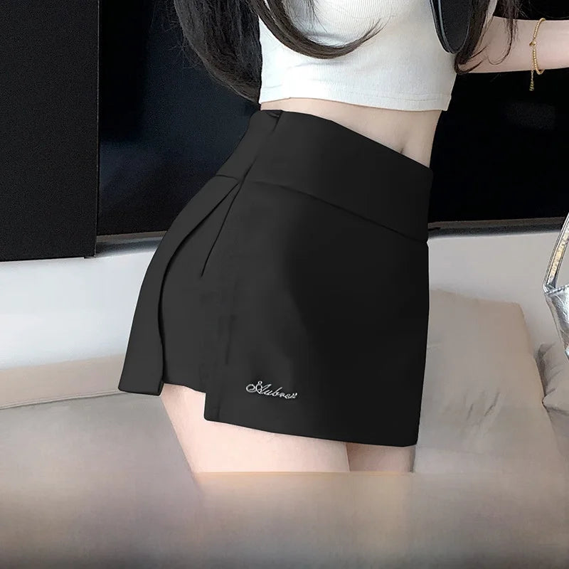 High Waist A-Line Yoga Sports Short Skirt for Women White Split Design Casual Comfortable Half-Length Skirt