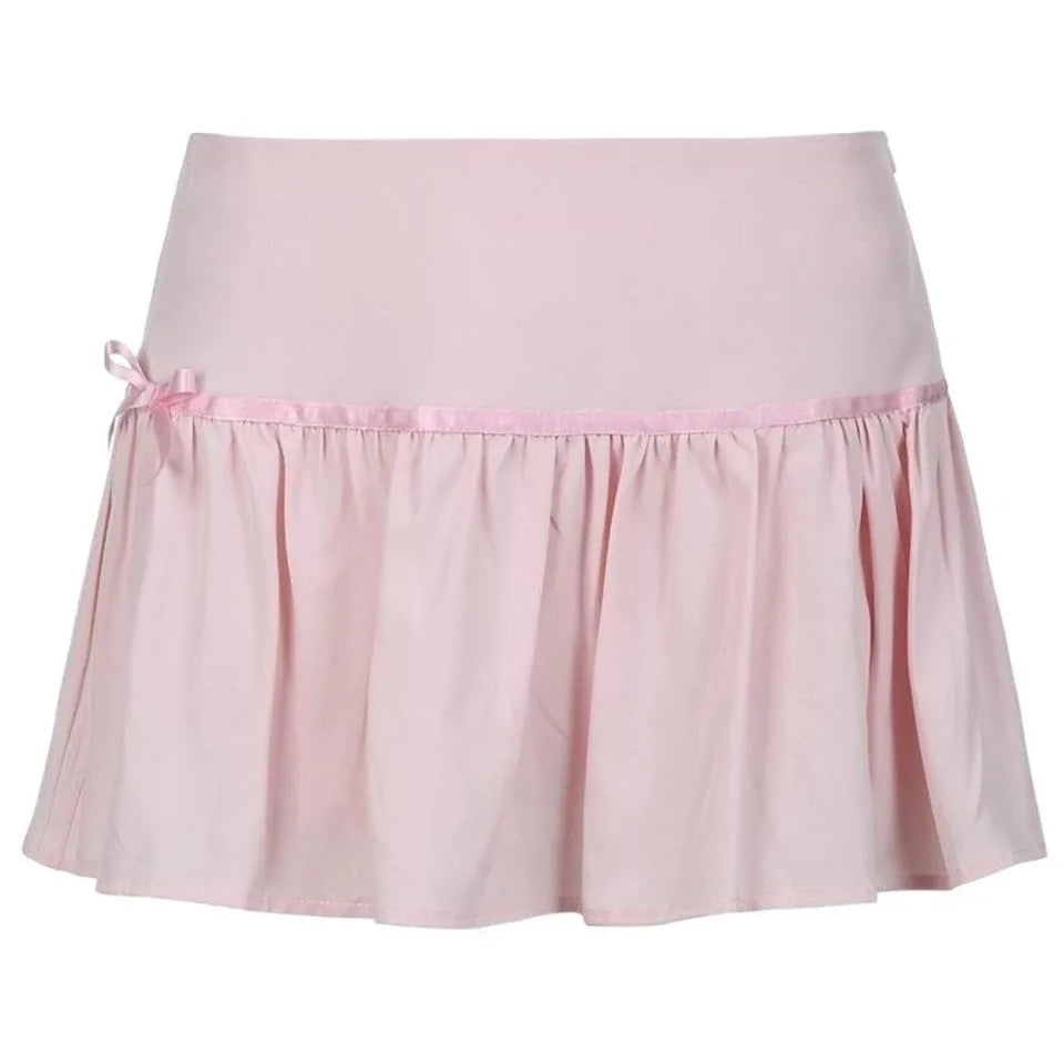 Fashion High Waist Women's Skirts Ruffled Sweet Mini Skirts with Shorts Y2k Pink Short Skirts Summer Wear