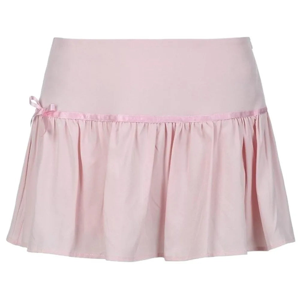 Fashion High Waist Women's Skirts Ruffled Sweet Mini Skirts with Shorts Y2k Pink Short Skirts Summer Wear