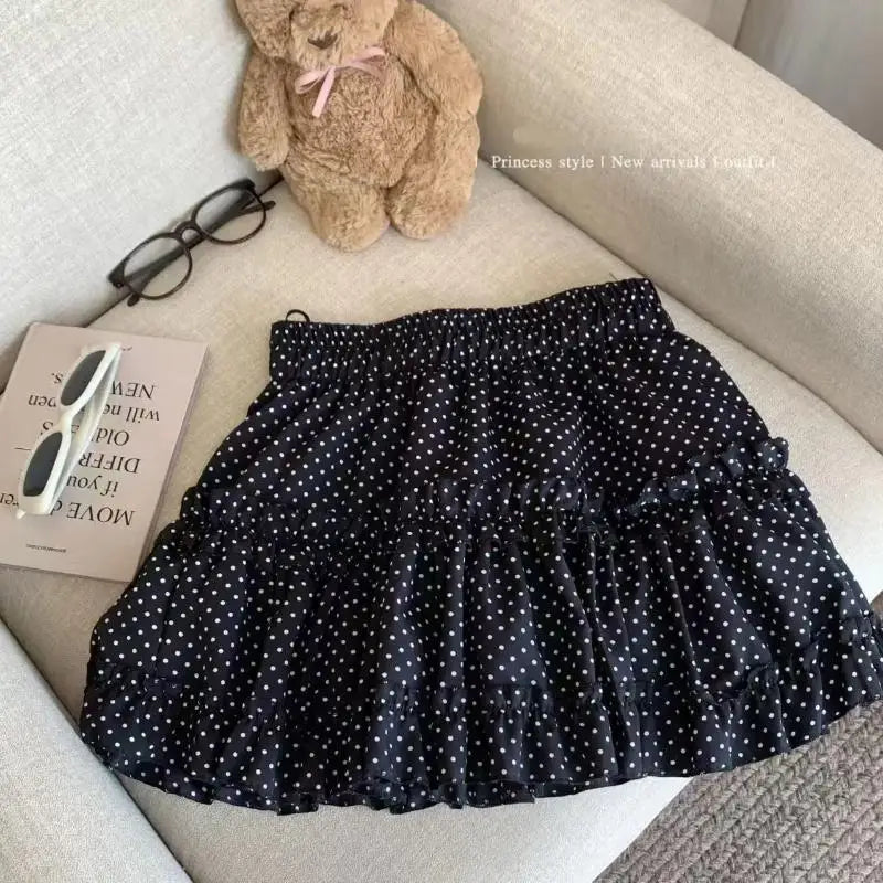 2026 High Waist Cloud Bubble Puffy Skirt Women Polka Dots Flower Bud Short Skirt