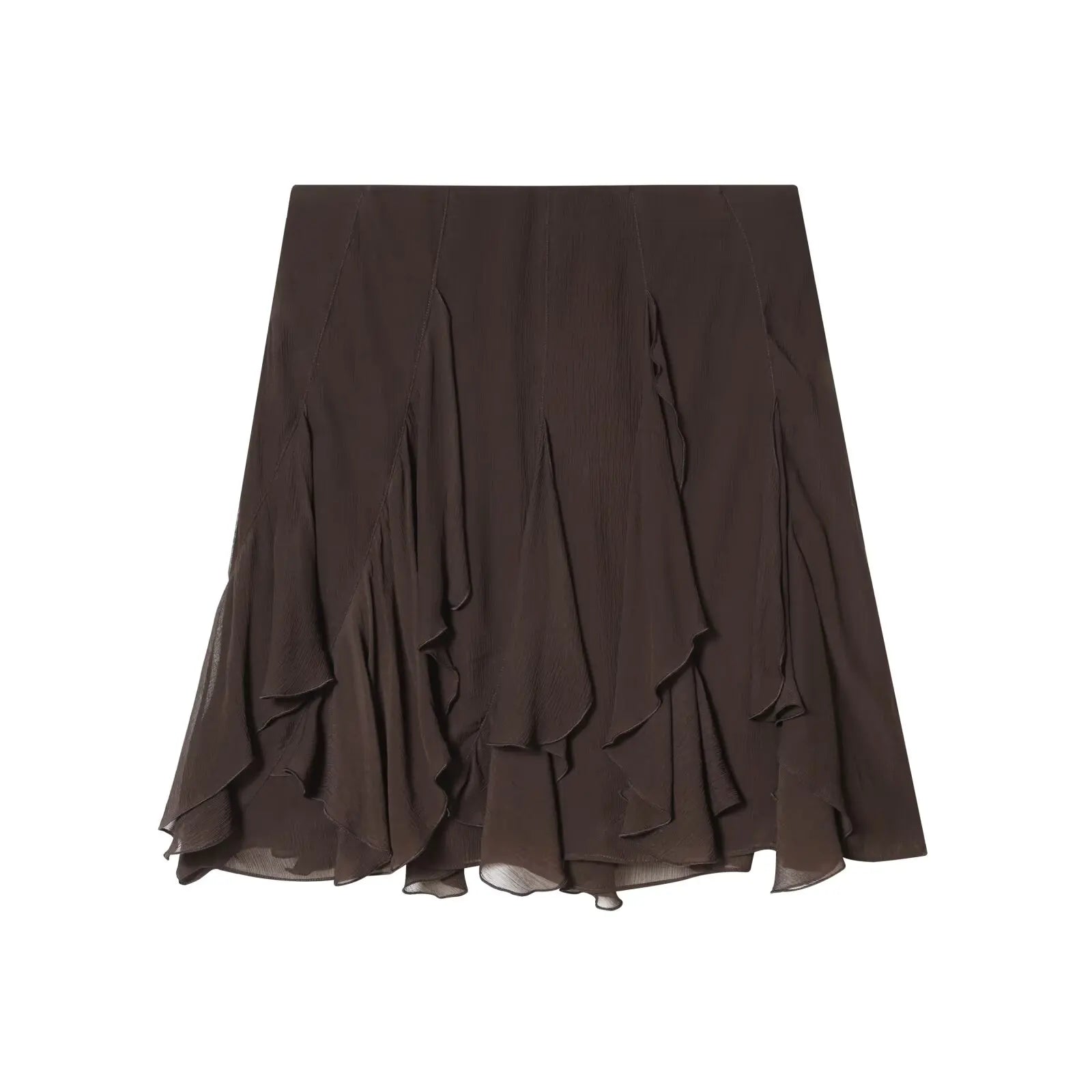 YENKYE New 2026 Asymmetric Hem A-line Mini Ruffled Skirt Women High Waist Holiday Summer Chiffon Skirts
