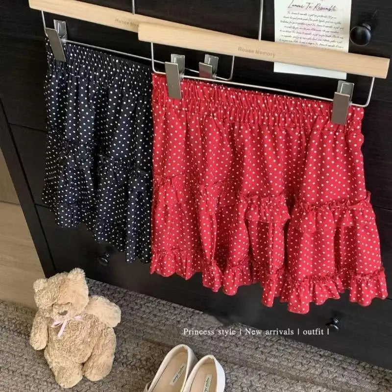 2026 High Waist Cloud Bubble Puffy Skirt Women Polka Dots Flower Bud Short Skirt