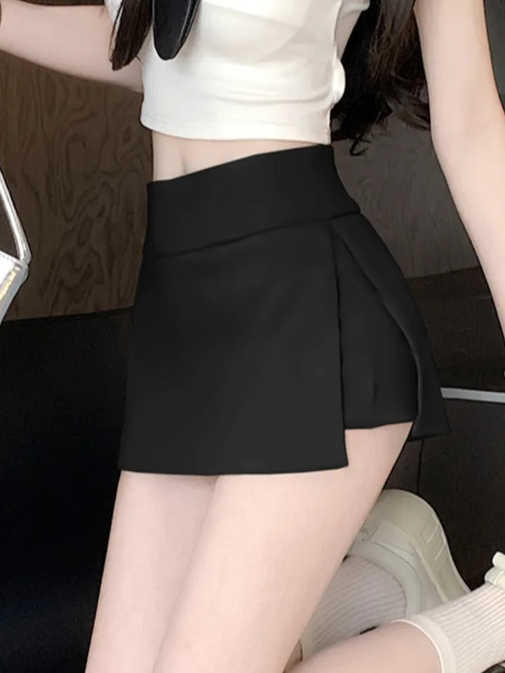 High Waist A-Line Yoga Sports Short Skirt for Women White Split Design Casual Comfortable Half-Length Skirt